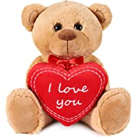 Los mejores  - BRUBAKER Oso - Osito de Peluche con I Love You de corazón - 35 cm - Marrón